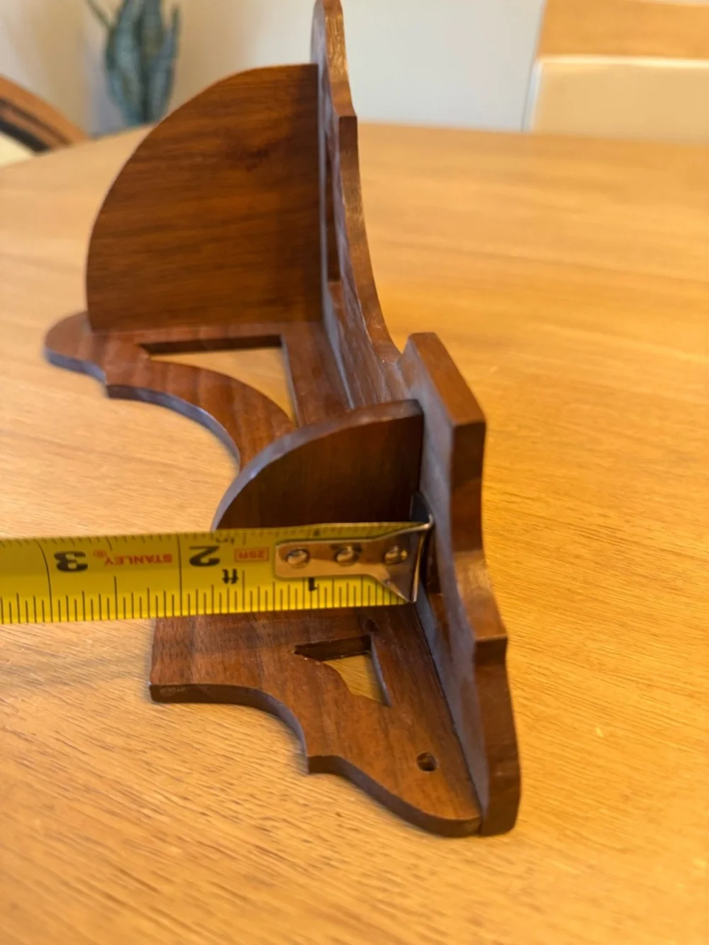 Vintage small wooden decorative corner display shelf